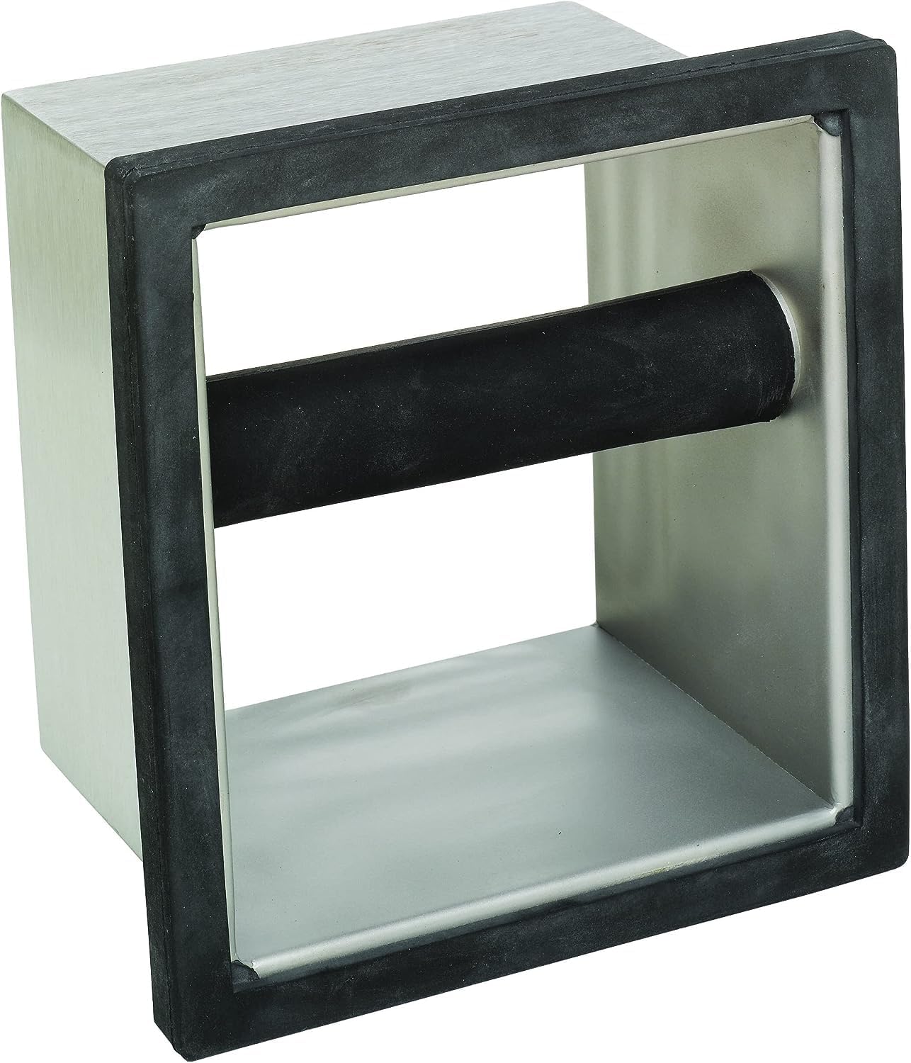 Rattleware Stainless Steel Open Bottom Knock Box Chute - Heavy Duty Espresso Grounds Disposal Tool with Welded Rubber Bar Fits Coffee Stations, Cafe, Restaurant, Hotel, Barista Home (6 x 5.5 x 4)