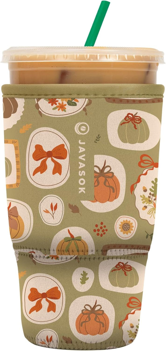 Sok It JavaSok Iced Coffee & Cold Soda Insulated Neoprene Cup Sleeve (The Pumpkin Gallery, Large: 30-32oz)