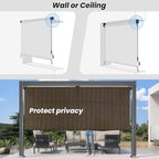 8'W x 8'H Mocha Patio Shades Roll up Outdoor Roller Shade Crank Wand Blind - Image 6