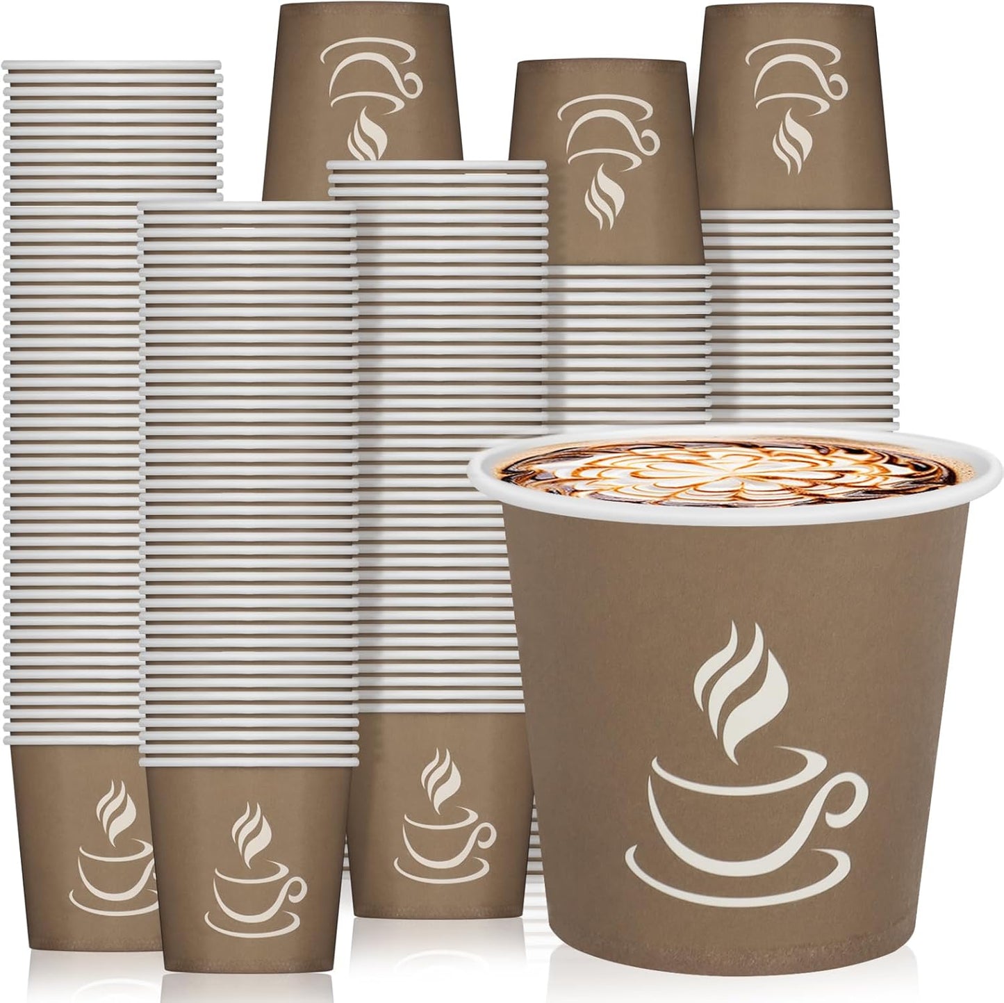 4 oz Paper Coffee Cups - 500 Pack Paper Espresso Cups, Disposable Coffee Cup, Small Paper Cup for Hot or Cold Beverage, Espresso, Capucino for Party, Picnic, Home, Office and Business (Brown)