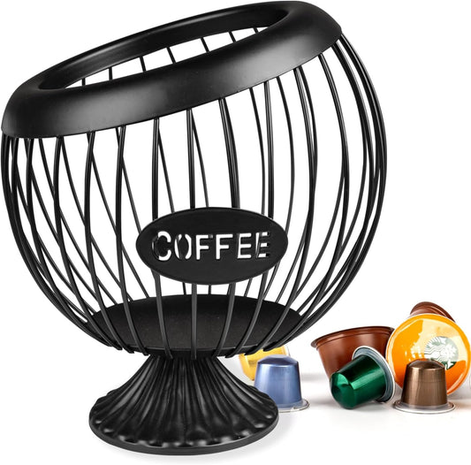 Stainless Steel Sphere Cup Coffee Basket pods holder Sturdy for Home or Office Kitchen Counter Organizer Espresso Capsule (Black)