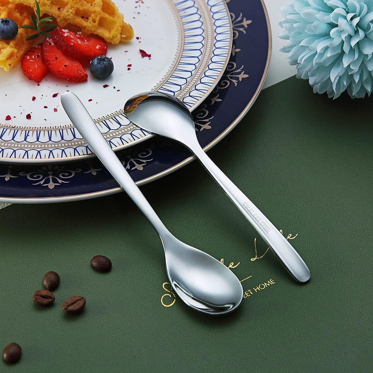 Demitasse Espresso Mini Spoons, 5.5'' Stainless Steel, Set of 6, Dishwasher Safe (Silver)