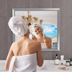 Amorho 40x36 Inch Bathroom Mirror Silver, Thick Metal Framed Wall Mirrors - Image 6