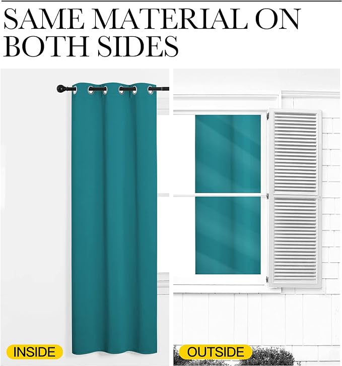 NICETOWN Room Darkening Curtains 78 inch Length 2 Panels, Peacock Teal - Image 6