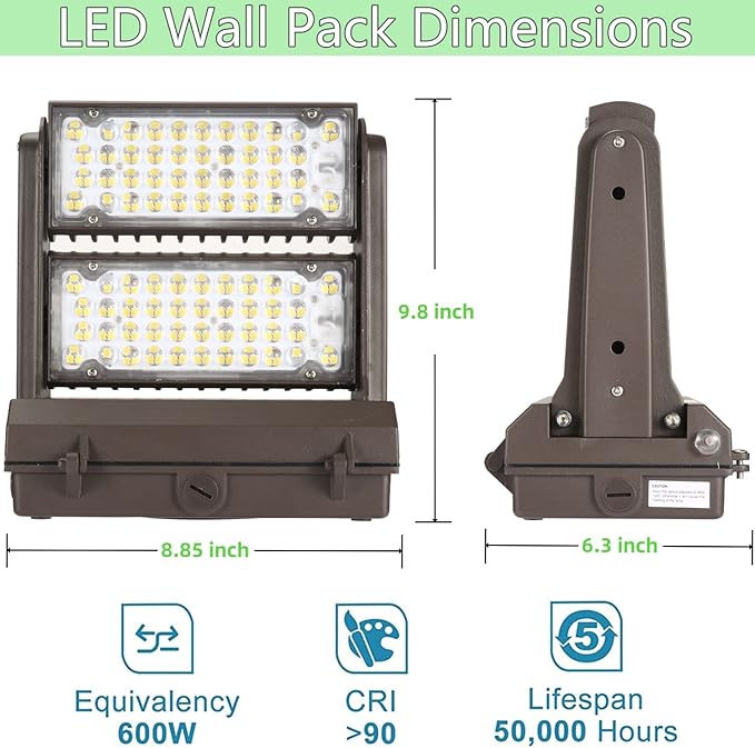 Dusk to Dawn 150W Rotatable LED Wall Pack Light, 5000K 21000LM 800-1000W - Image 7