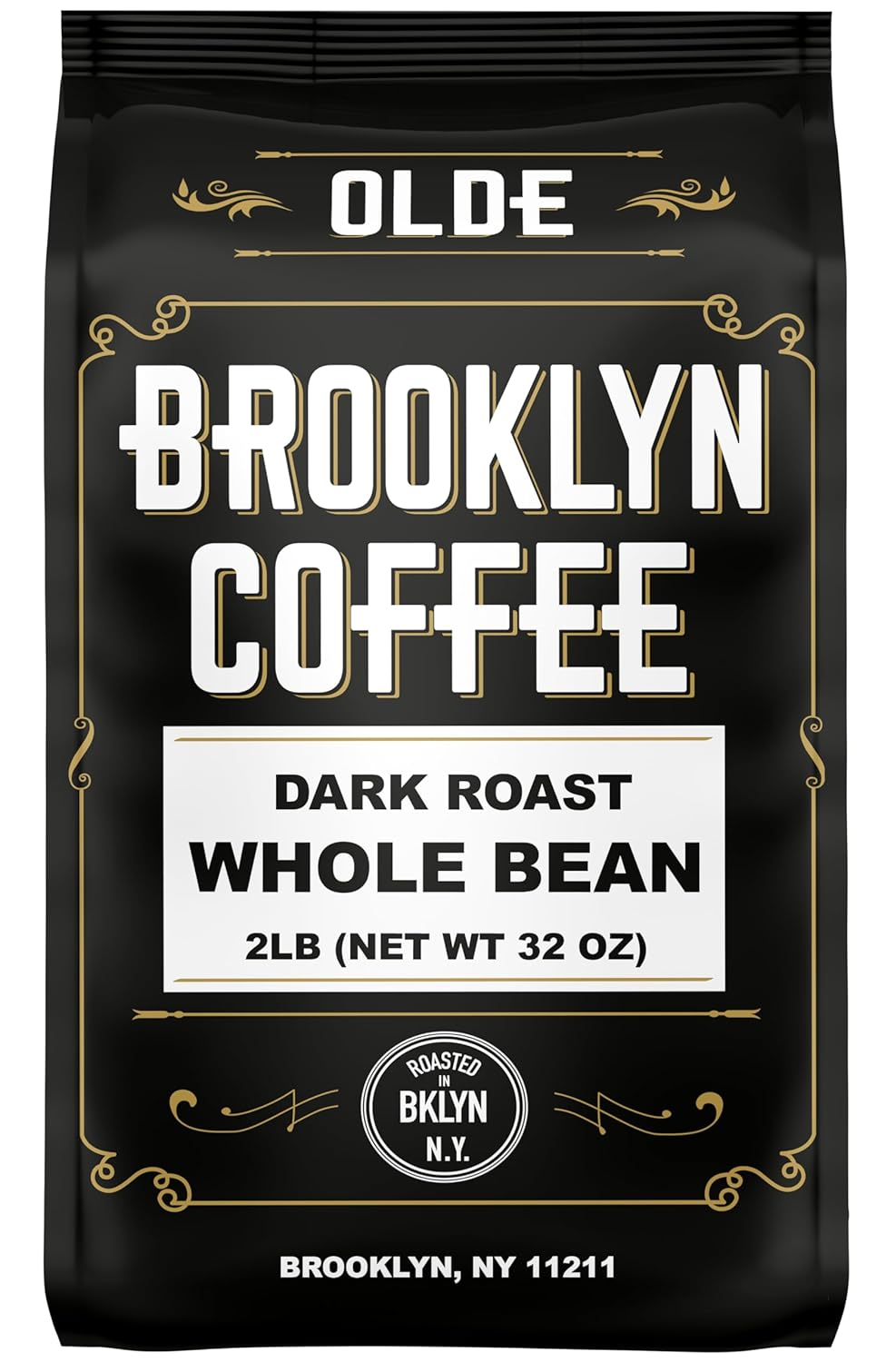 BROOKLYN COFFEE Whole Bean, Classic Dark Roast (2lb) Bold, Smooth Taste, Intense Aroma - Fresh Bulk Coffee Beans Roasted Weekly in NYC