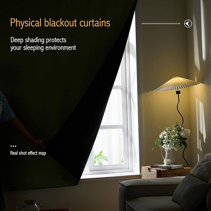 AJAZZ 100% Window Blinds Blackout Portable Blackout Curtains Adhesive Curtains - Image 2