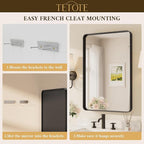 TETOTE 48 x 24 Inch Black Frame Mirror, Bathroom Vanity Mirror - Image 7