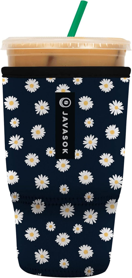 Sok It JavaSok Iced Coffee & Cold Soda Insulated Neoprene Cup Sleeve (Daisy Chain, Large: 30-32oz)