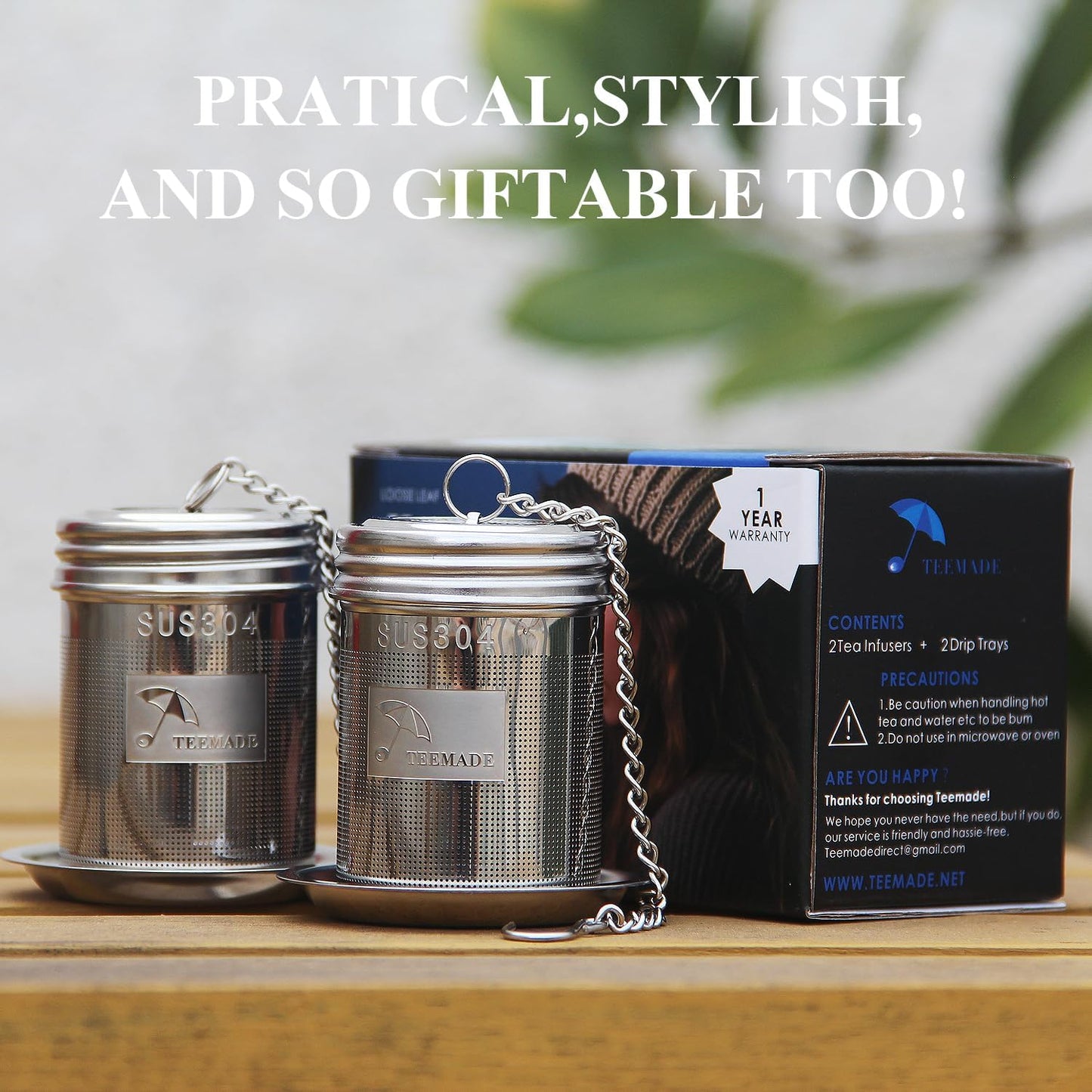 2Packs Tea Filter,Cooking Infuser with Extra Fine Mesh Tea Ball Strainers Threaded Connection 304 Stainless Steel with Extended Chain Hook to Brew Loose Leaf Tea,Spices & Seasonings