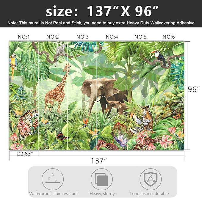 -Green Rainforest Plants Animals Tiger Cloth Wallpaper Jungle Plants Banana - Image 4