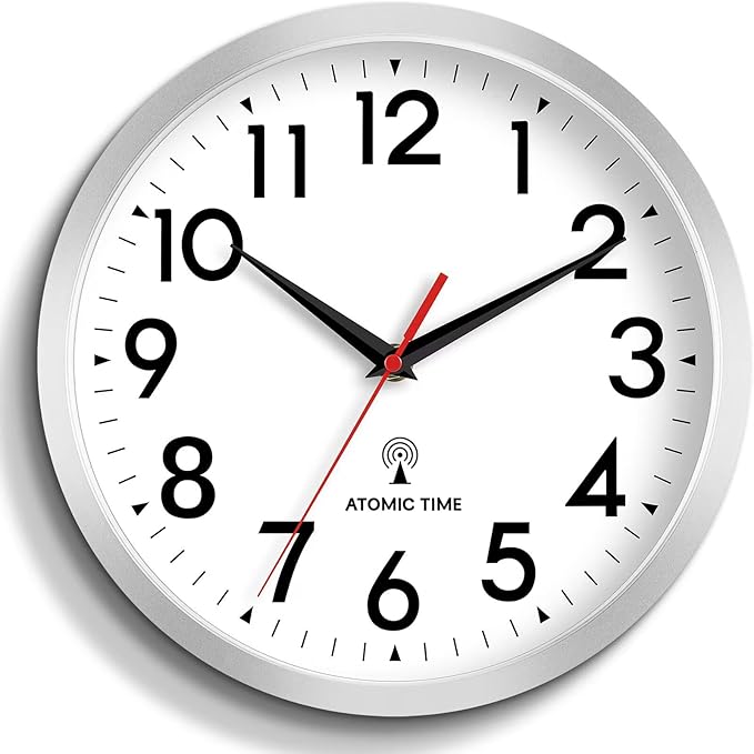 DAXSMY Atomic Wall Clock Analog 10 Inch Battery Operated Modern Decorative by DAXSMY