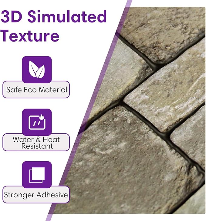 3D Faux Stone Wall Panels Peel and Stick, Stone-Look Textured Wall Sticker - Image 3