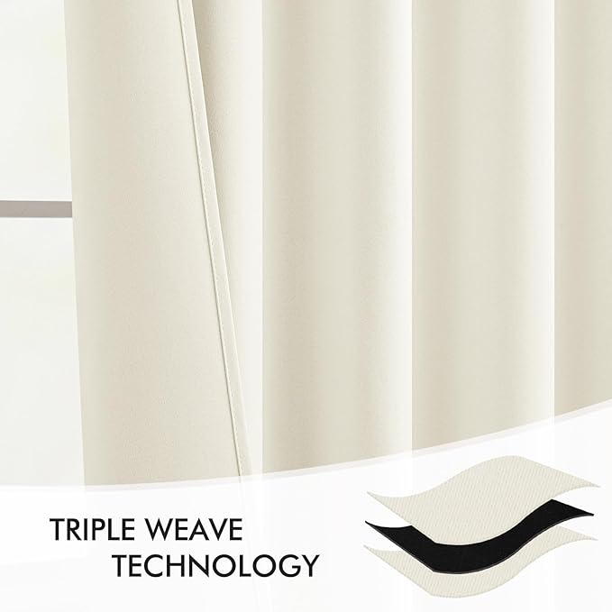 MIULEE Cream Back Tab Blackout Curtains 90 Inches Long 2 Panels Set - Image 7
