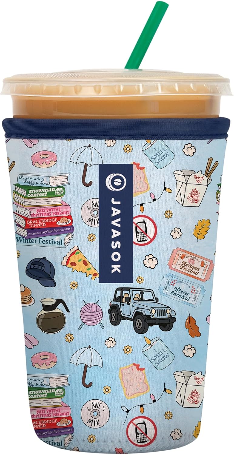 Sok It JavaSok Iced Coffee & Cold Soda Insulated Neoprene Cup Sleeve (Fast Talker, Medium: 22-28oz)