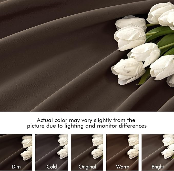 MIULEE Chocolate Brown Back Tab Blackout Curtains 120 Inch Long 2 Panels Set - Image 8
