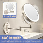 FUNTOUCH 9" Wall Mounted Lighted Makeup Mirror - Image 5