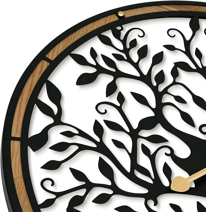 Micasso Farmhouse Large Wall Clock: 24 Inch Rustic Tree of Life Metal - Image 5