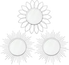 3 Pack Metal Mirrors for Wall Sunburst Wall Mirrors Home Décor Decorative by Uaussi