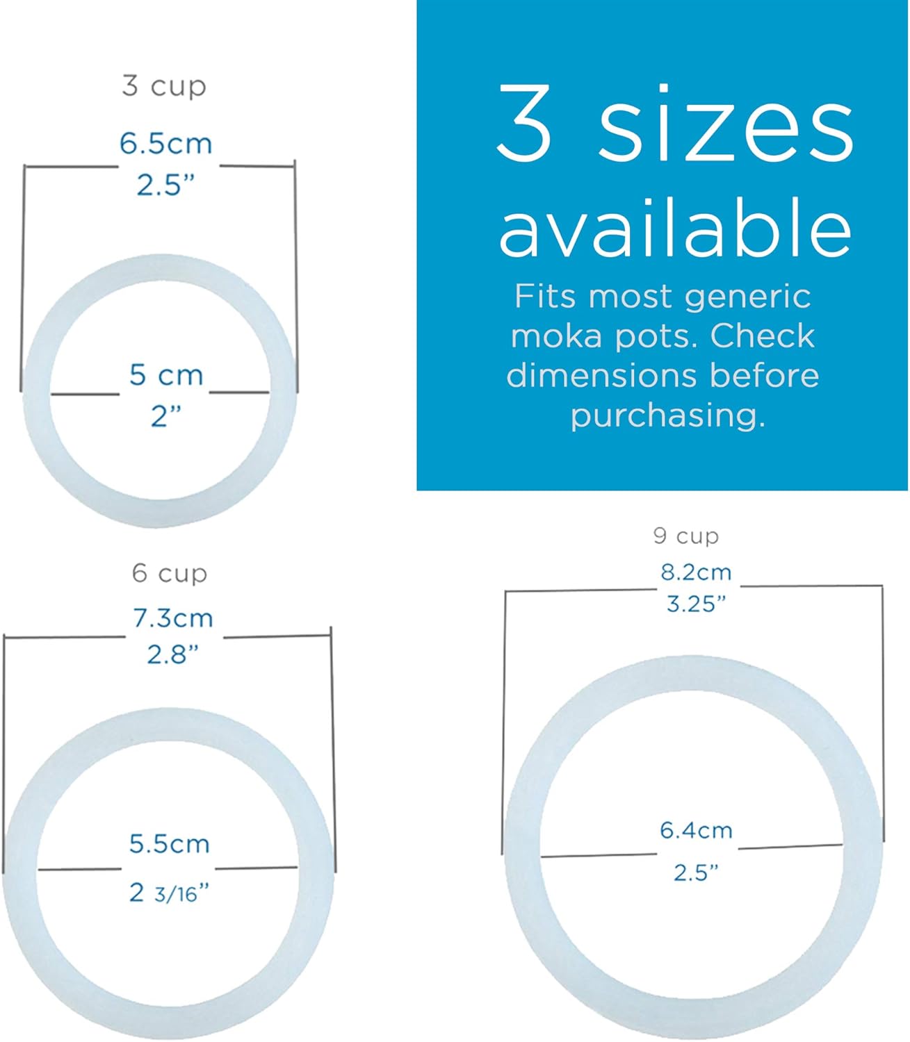 GROSCHE Milano Stovetop Espresso Maker Replacement - 9 Espresso Cup Size Silicone Gasket Seals (3 Seals) & 1 Replacement Filter Screen Kit for Moka Pots