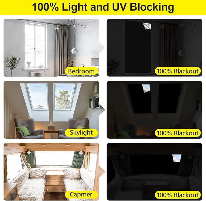 FADOTY 100% Blackout Curtains, Portable Black Out Window Cover Film, Cuttable - Image 6