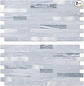 AULIGET Faux Stone Peel and Stick Backsplash, Light Grey Marble Look PVC Mixed by AULIGET