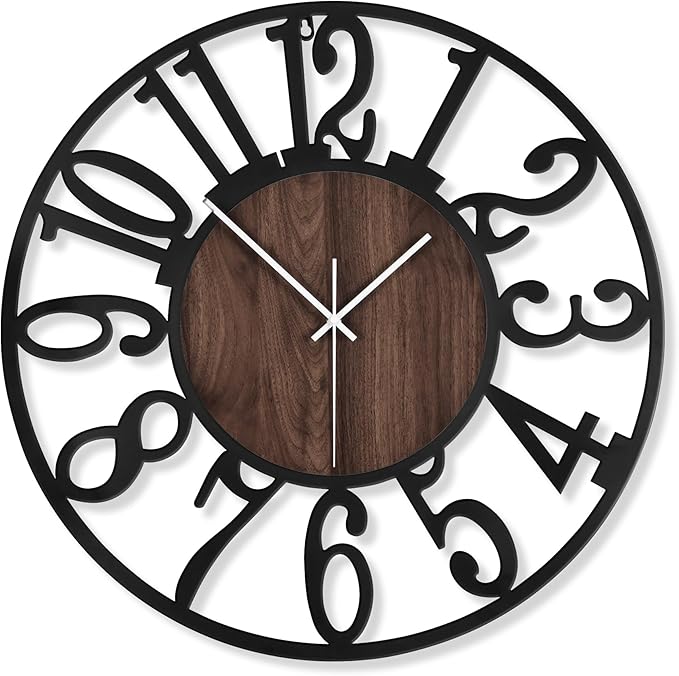 LEIKE Large Wall Clocks, Non Ticking, Battery Operated Rustic Round Modern Big - Image 8