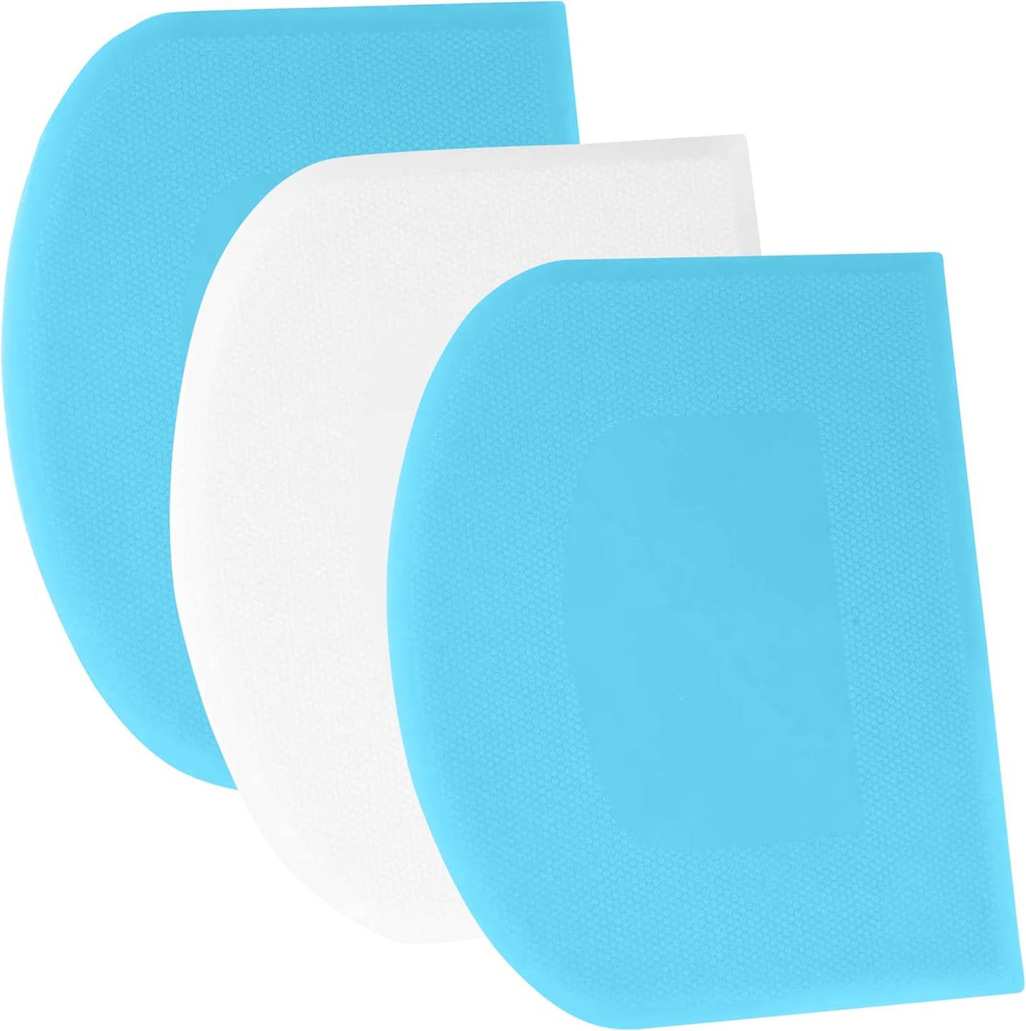 SURDOCA Dough Scraper Bench Scraper - 3P 7.1x4.9" Plastic Flexible Bowl Scraper, Sharp Edge & Angles Cake Scraper. Non-Slip Bakeware Decorating Tools Sculpting & Modeling Tools - Blue+White+Blue