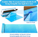 Kochorie 54 Inch x 200 Ft Ocean Waves Plastic Tablecloth Roll in Slide Cutter - Image 2