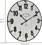 Large Old Town Farmhouse Wall Clock – 24 Inches Rustic Antique Wood - Image 4