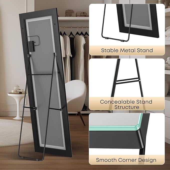 Kosmonia 65x24 Full Length Mirror, Dimmable 3 Color LED Light w/Light Memory - Image 7
