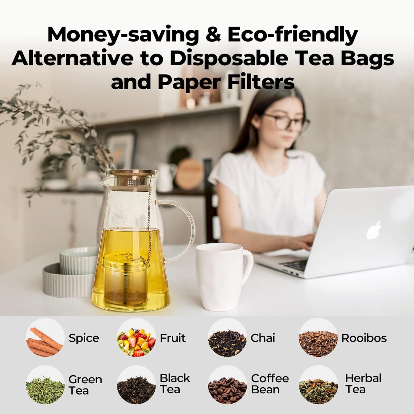 Reinmoson 2 Pack Large Tea Ball Infuser for Loose Leaf Tea & Spice Ball for Cooking Soup, 304 Stainless Steel, Threaded Lid, Chain Hook, Extra Fine Mesh Tea Strainer Ball for Herb, Iced Tea