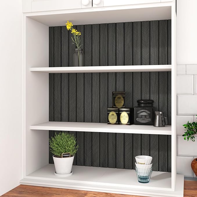 Grey/Black 3D Wood Panels for Wall Decor 197"x11.8" Peel and Stick Faux Wood - Image 7