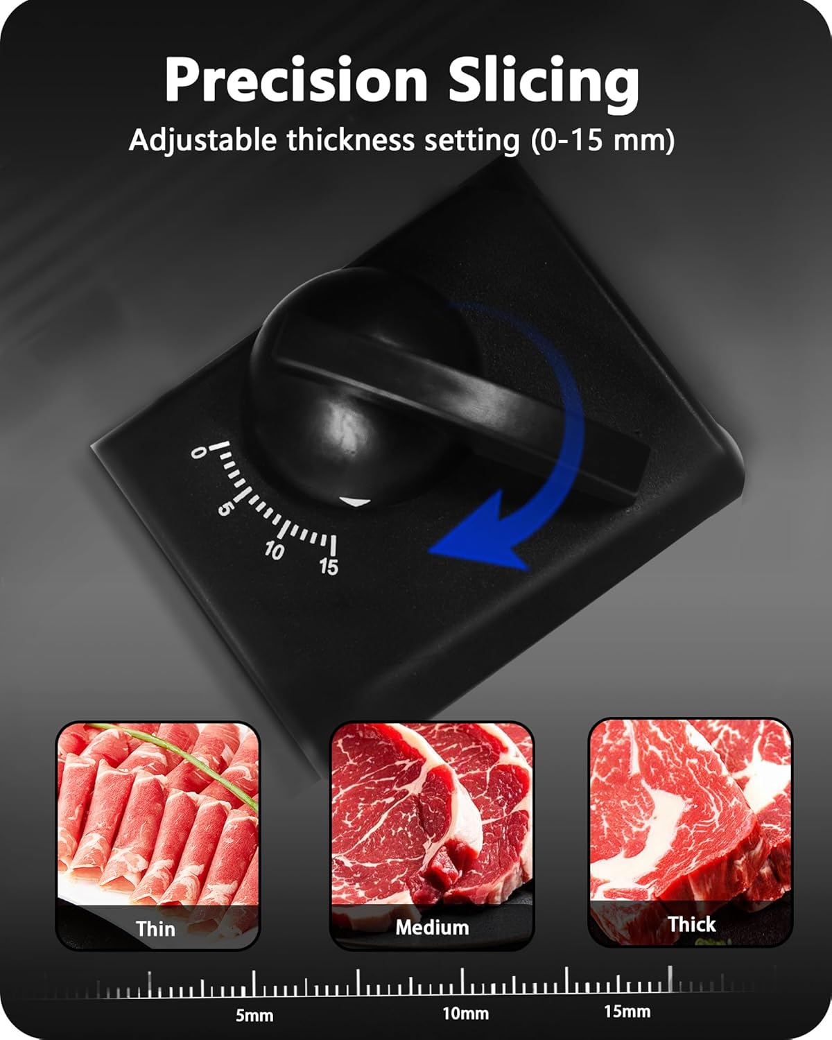 Meat Slicer Machine for Home, 200W Electric Deli Food Slicer with 2 Removable 7.5" Stainless Steel Blades & Tray, Adjustable Thickness, Child Lock Protection, Easy to Clean for Meat, Bread, Cheese