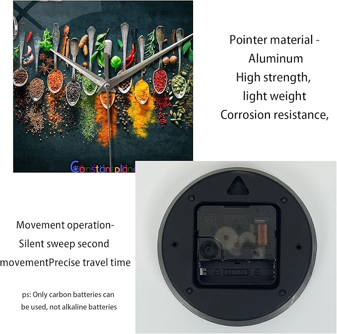 Kitchen Wall Clocks Battery Operated 14 Inches Glass Decorative Clocks - Image 7