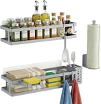 PUSDON 5-in-1 16.5" Extra Long Kitchen Organizer & Shower Caddy Set, Wall Mount - Image 3