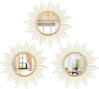 3 Set Gold Sunburst Mirrors for Wall Decorative Metal Mirrors Small Mirror Sets by Cityelf