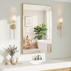 Koonmi Gold Mirrors for Wall, 24x36 Inch Bathroom Mirror, Rectangular Wall by KOONMI