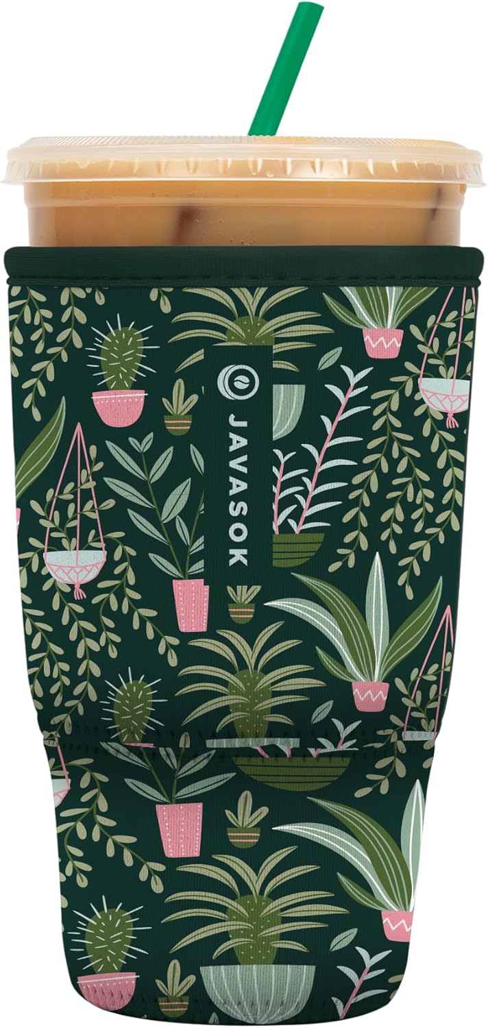 Sok It JavaSok Iced Coffee & Cold Soda Insulated Neoprene Cup Sleeve (Green Living, Large: 30-32oz)
