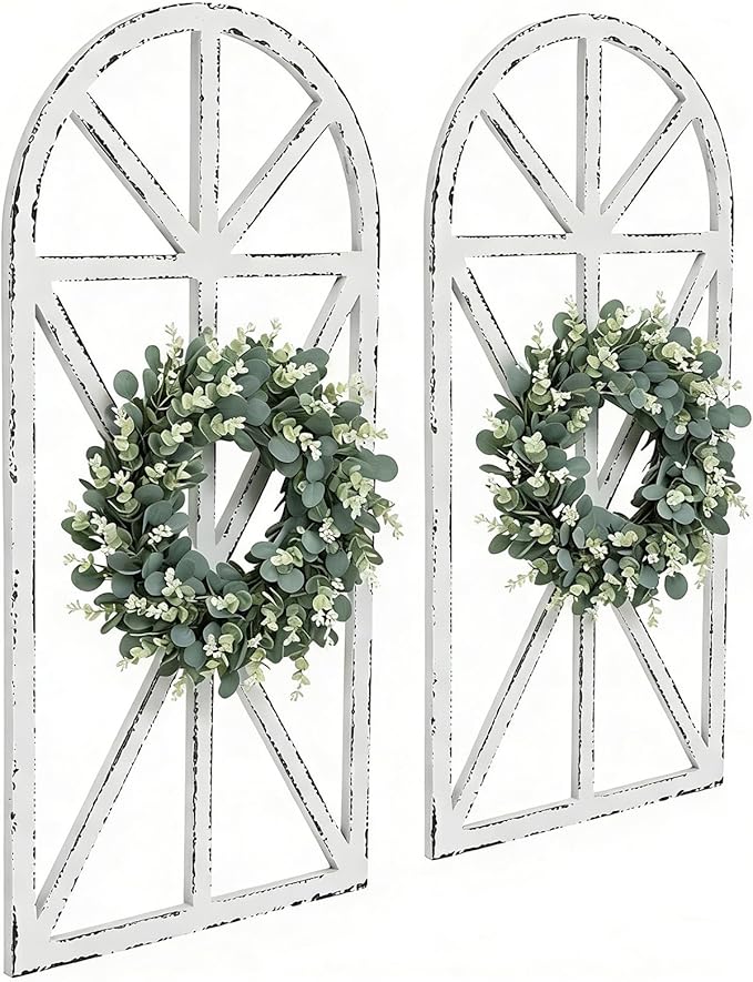SwallowLiving Set of 2 Large Farmhouse Window Frame Wall Decor, 16x32 Inch by SwallowLiving