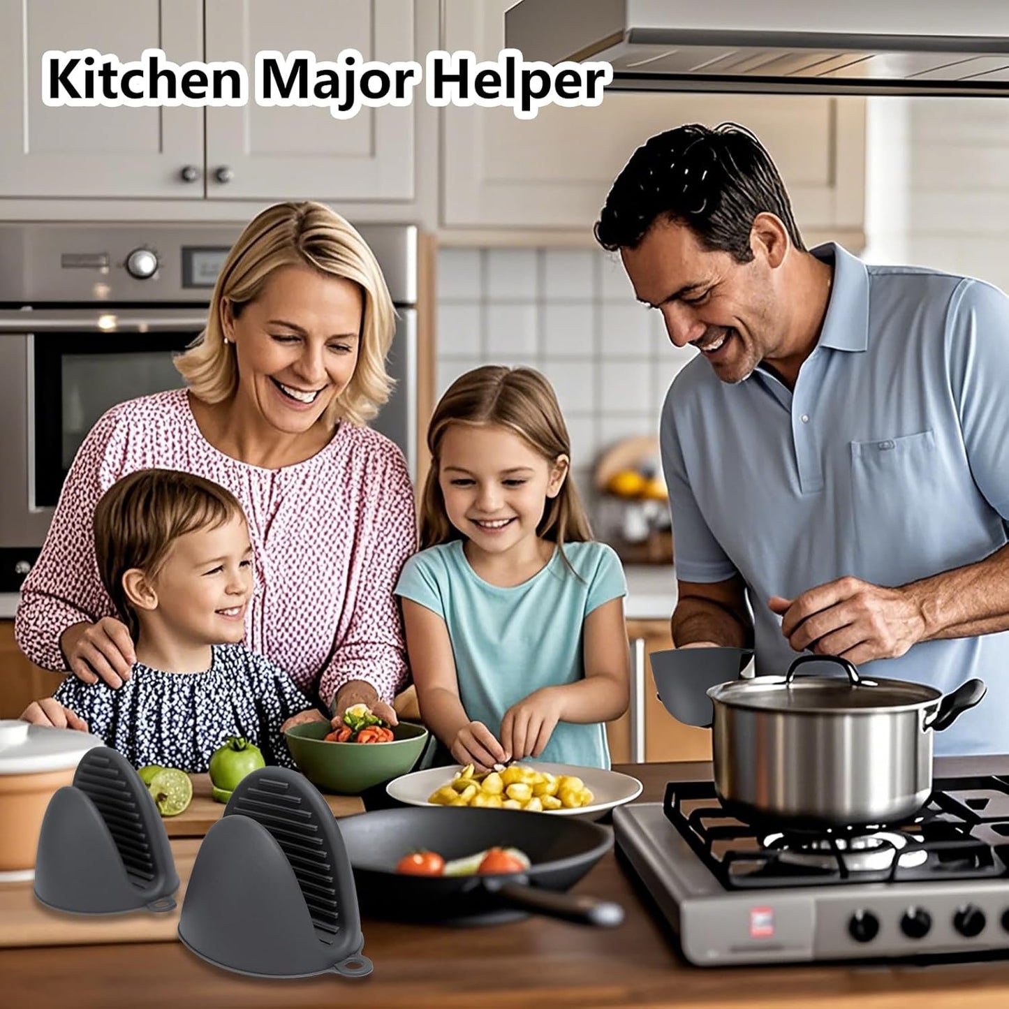 6 Pack Mini Oven Mitts Silicone Pot Holders Heat Resistan for Kitchen, Small Silicone Oven Gloves Kitchen Mittens Air Fryer Mitts Mini Hot Pot Pinch Grip for Baking & Grilling, Dark Grey