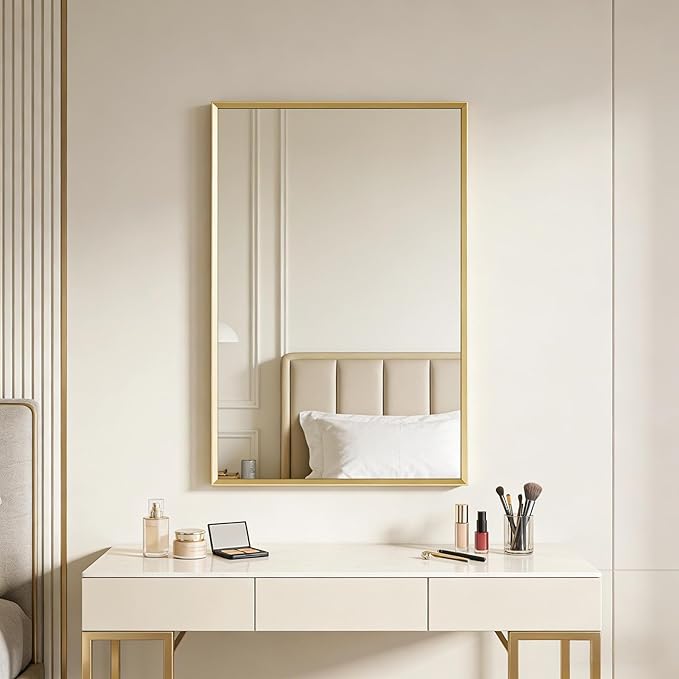 BOMINICA Brushed Gold Bathroom Mirror - Image 3