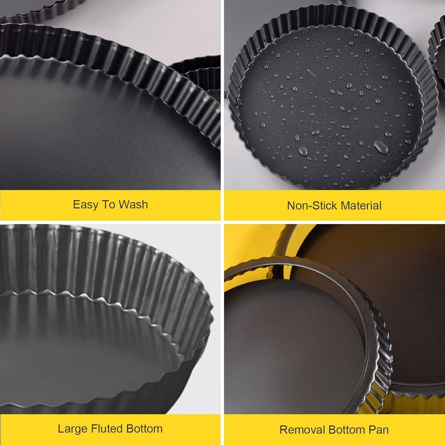 9 Inch Fluted Tart Pan Fruit Pie Pans With Removable Base Nonstick Coating Tarts Molds for Baking Supply For Pizza Tartlet Cake Quiche