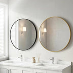 OLIXIS 30 Inch Gold Round Bathroom Wall Mirror, Round Bathroom Mirrors - Image 2