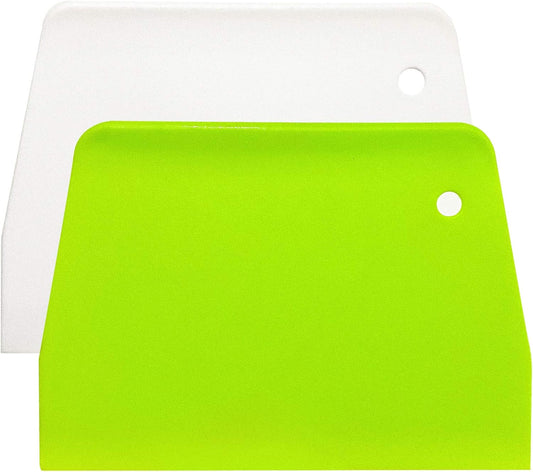 (2PCS) Dough Scraper Bowl Scraper ，Food safe Plastic Dough Cutter， Flexible Plastic Scraper Practical Bench Scraper Multipurpose Food Scrappers for Bread Dough Cake Fondant Icing