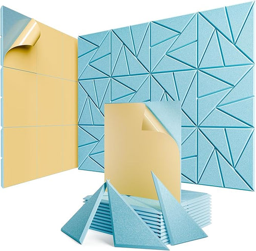 12 Pack Acoustic Panels with Self-Adhesive, Sound Panels High Density, by ROOME