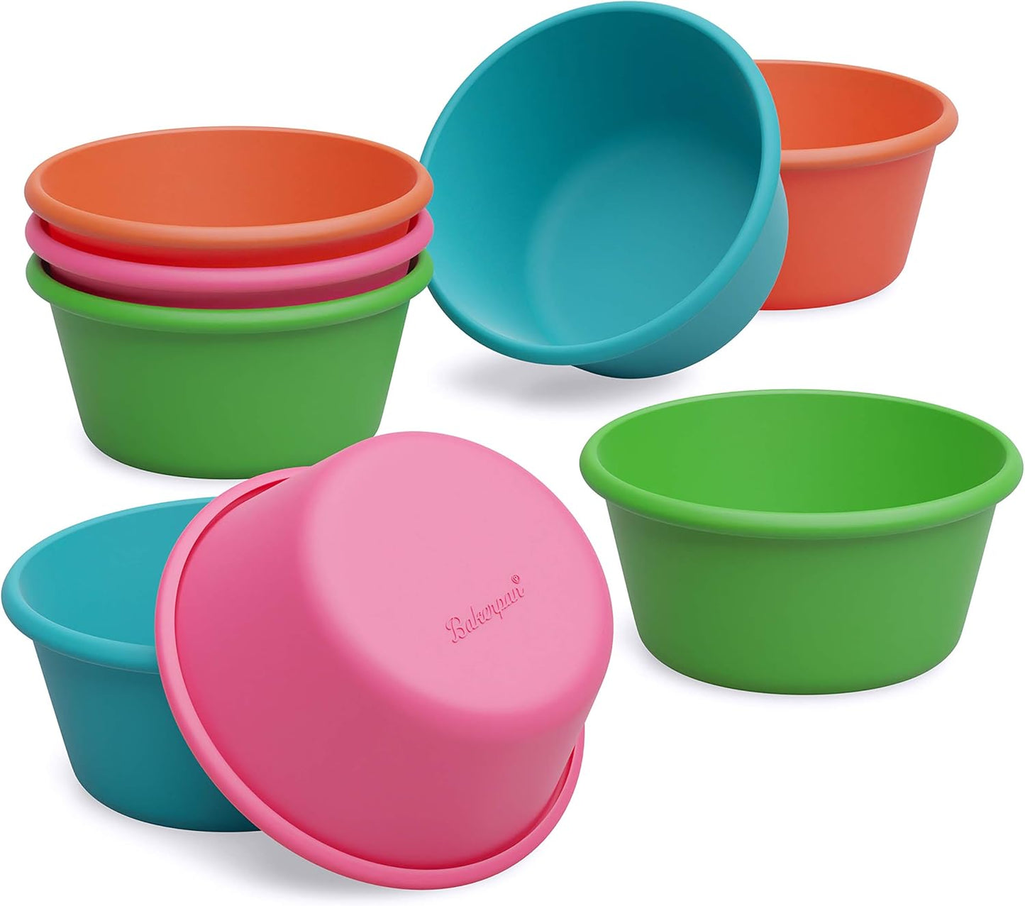 Bakerpan Silicone Jumbo Muffin Cups For Baking, Smooth Large Air Fryer Muffin Cups, 3 1/2 Inch Muffin Baking Cups, Jumbo Cupcake Liners - Set of 8