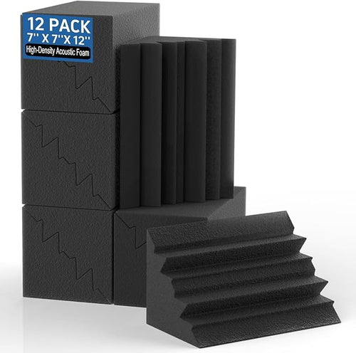 12 Pack Bass Traps Corner Acoustic Foam Corner 7''x7''x12'' Sound Proof Foam by GUERRI