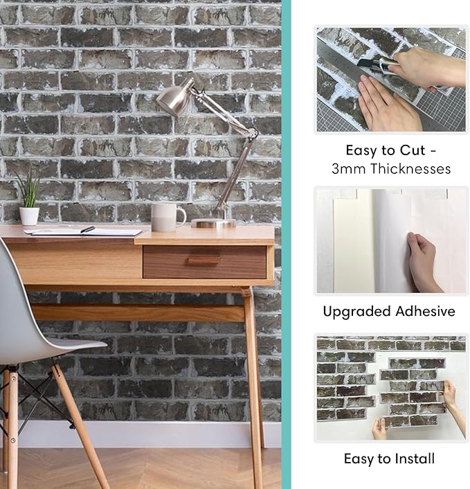 Commomy 3D Faux Brick Peel and Stick Tiles - Image 6