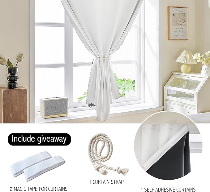AJAZZ 100% Blackout Stick Curtain Portable Blackout Curtains Adhesive Curtains - Image 3